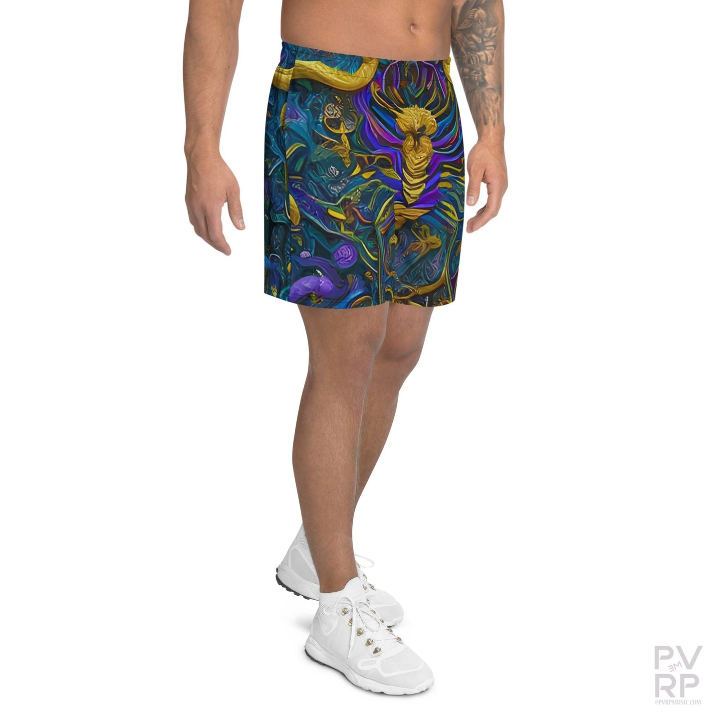 Artistic Golden Lion All-Over Print Men's Athletic Shorts-Men's Clothing-PVRP Shop