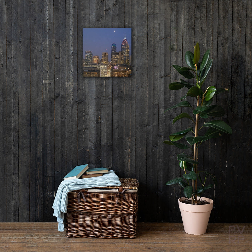 Philadelphia Skyline Crescent Moon Canvas Print-Home & Garden - Home Decor - Painting & Calligraphy-PVRP Shop