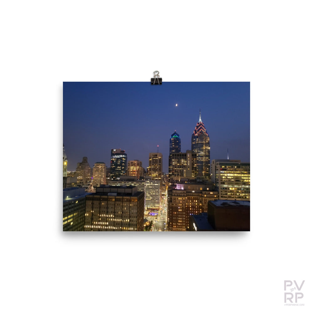 Philadelphia Skyline Crescent Moon Poster Print-PVRP Shop