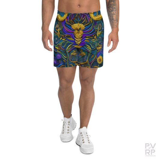 Artistic Golden Lion All-Over Print Men's Athletic Shorts-Men's Clothing-PVRP Shop