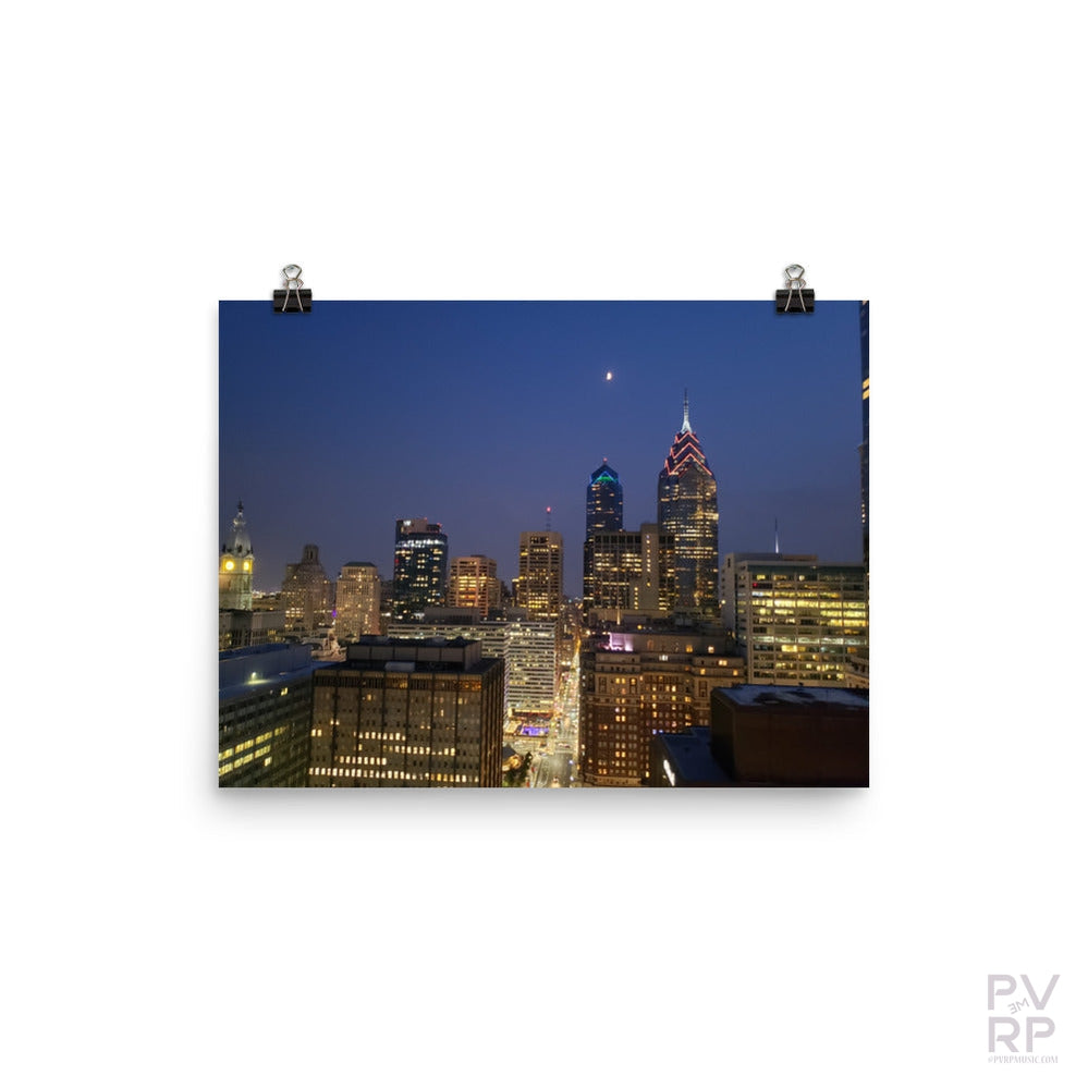 Philadelphia Skyline Crescent Moon Poster Print-PVRP Shop